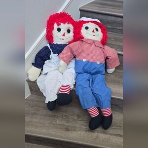 Vintage Classic Raggedy Ann and Andy Doll Set 3 ft